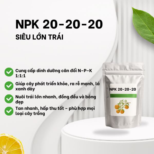 Phân Bón Lá NPK 20-20-20 Hàn Quốc – Siêu lớn trái, nuôi trái bóng đẹp