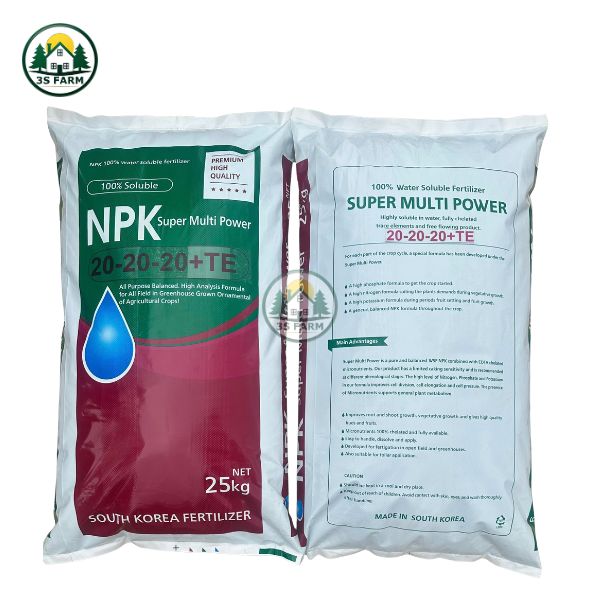 Phân Bón Lá NPK 20-20-20 Hàn Quốc Bao 25KG – Siêu lớn trái, nuôi trái bóng đẹp