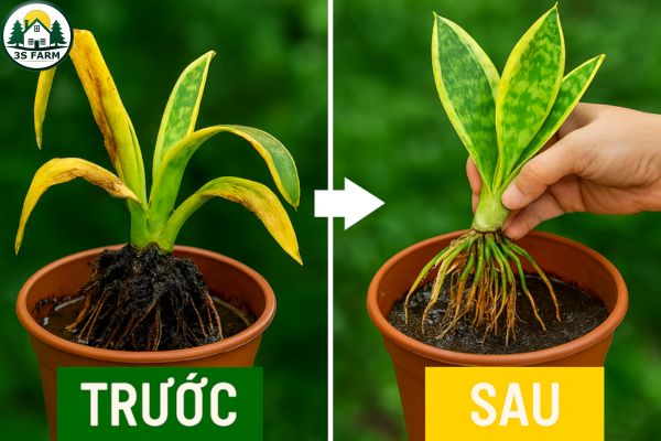 Hình ảnh trước và sau khi sử dụng combo kích rễ