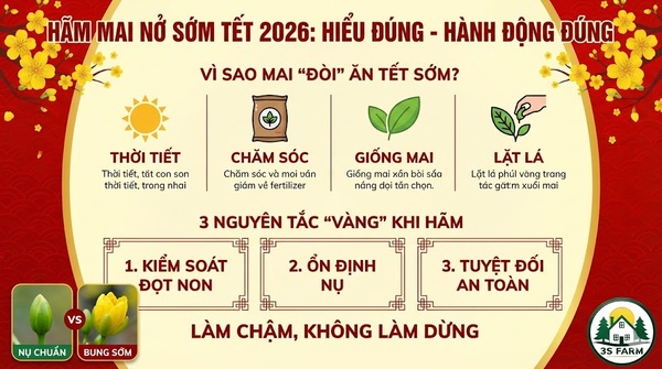 Cách Hãm Mai Nở Sớm, Giúp Hoa Nở Đúng Tết 2026