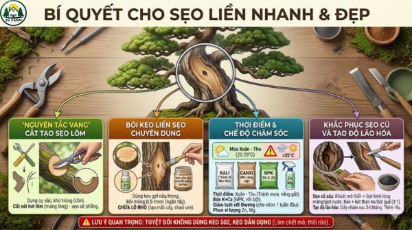 Kỹ Thuật Làm Liền Sẹo Mặt Cắt Cây Bonsai – Đẹp, Nhanh, Không Lồi Lõm