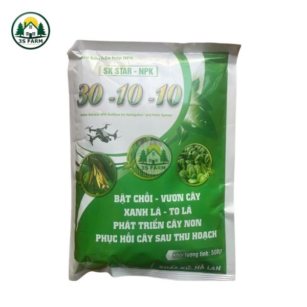 Phân Bón Lá NPK 30-10-10 – 500gr – Hà Lan  – Kích Xanh Lá – Bung Đọt Nhanh – Phục Hồi Cây