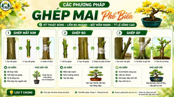 Các phương pháp ghép mai vàng phổ biến