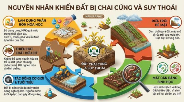 Nguyên Nhân Khiến Đất Bị Chai Cứng Và Suy Thoái